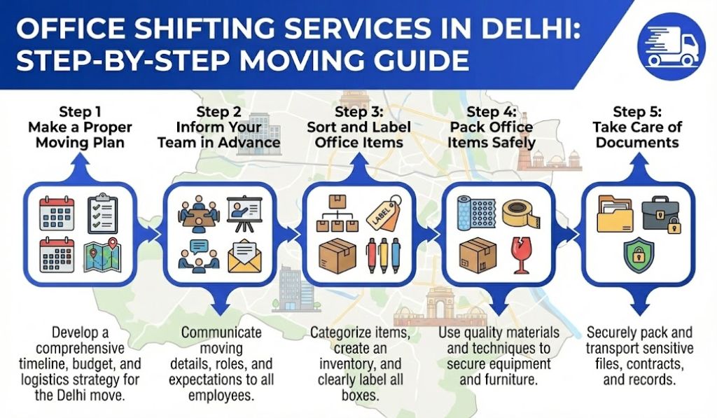 Office Shifting Services in Delhi: Step-by-Step Moving Guide